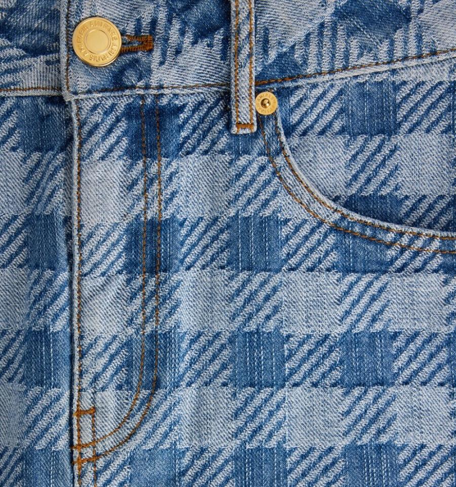 Blue Ami Paris Gingham Pattern Jacquard Mini Denim | ami_IE507