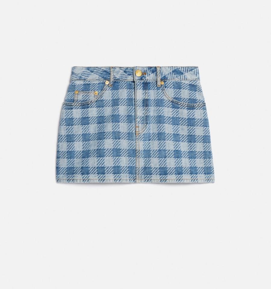 Blue Ami Paris Gingham Pattern Jacquard Mini Denim | ami_IE507