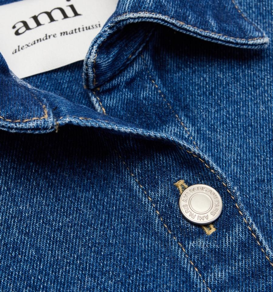 Blue Ami Paris Overshirt With Print Denim | ami_IE382