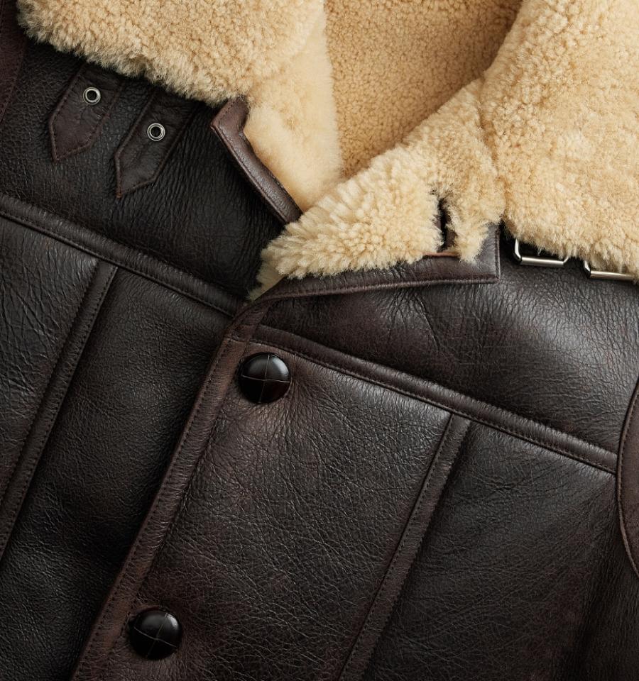 Brown Ami Paris Shearling Buttoned Jackets | ami_IE347