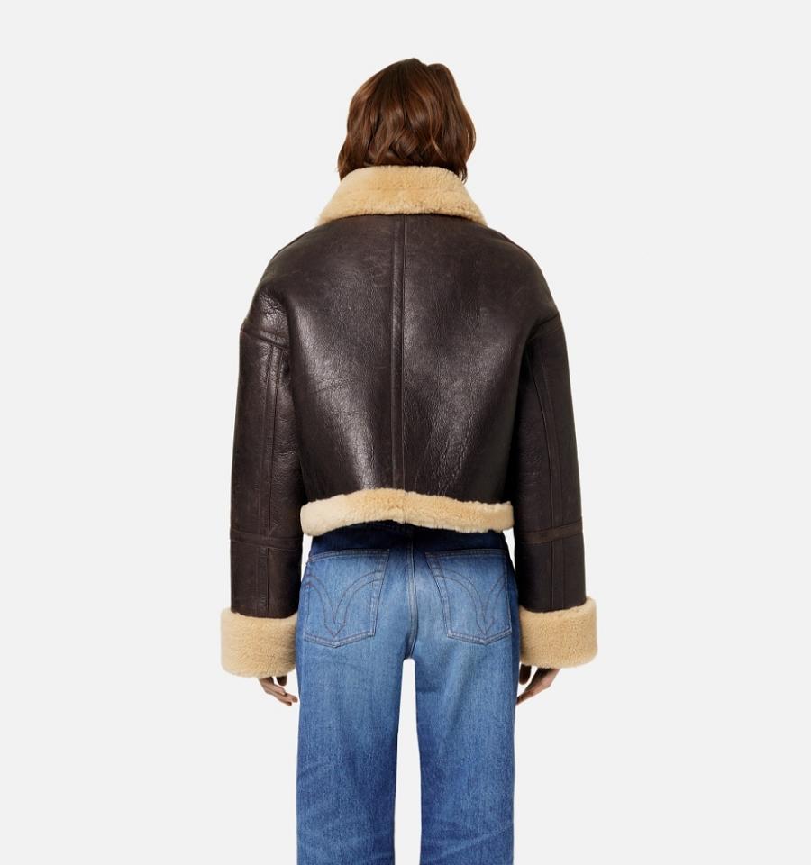 Brown Ami Paris Shearling Jackets | ami_IE206