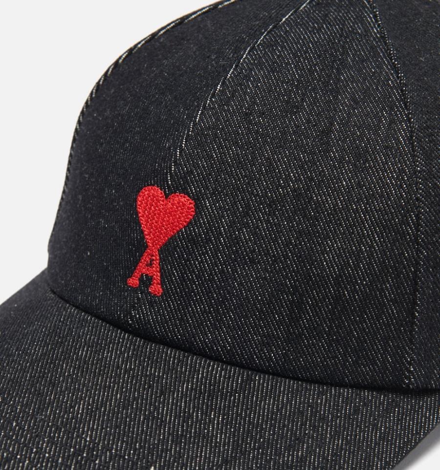 Dark Grey Ami Paris Ami De Coeur Embroidery Caps | ami_IE212