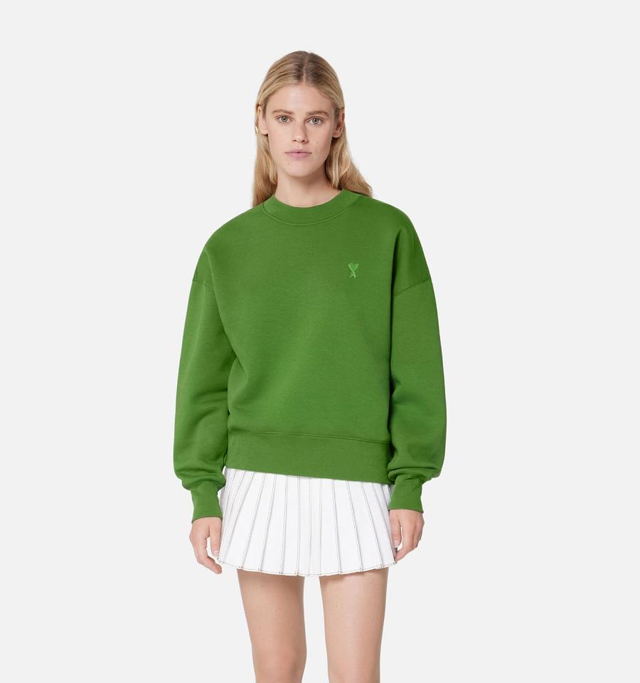 Green Ami Paris Ami de Coeur Sweatshirts | ami_IE354