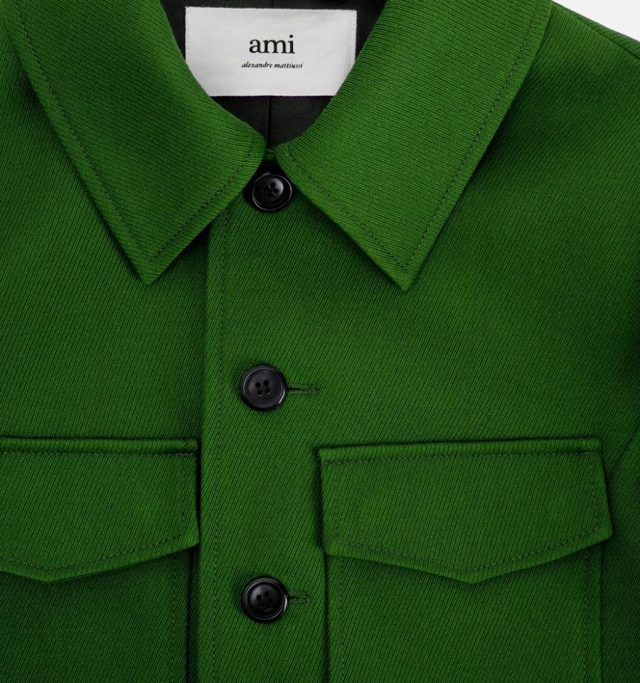 Green Ami Paris Buttoned Jackets | ami_IE345