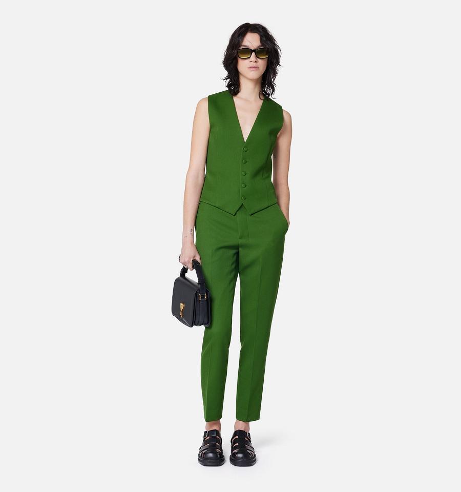 Green Ami Paris Cigarette Fit Pants | ami_IE244