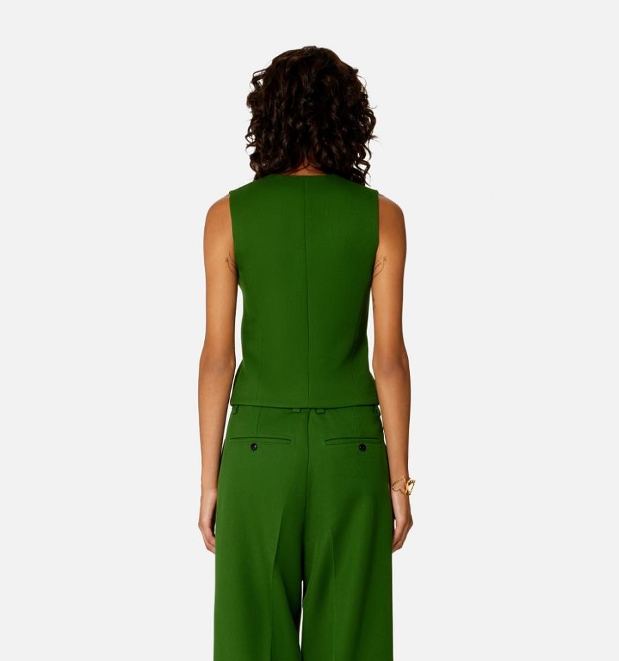 Green Ami Paris Fitted Sleeveless Jackets | ami_IE541