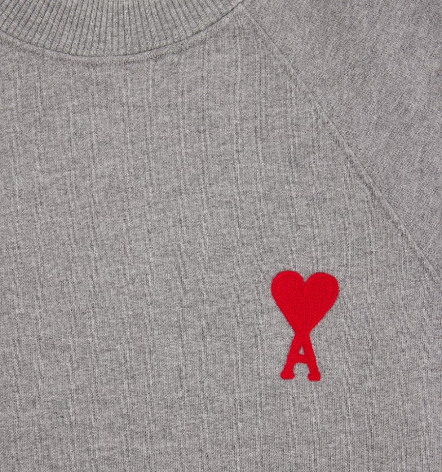 Grey Ami Paris Ami de Coeur Crewneck Sweatshirts | ami_IE101