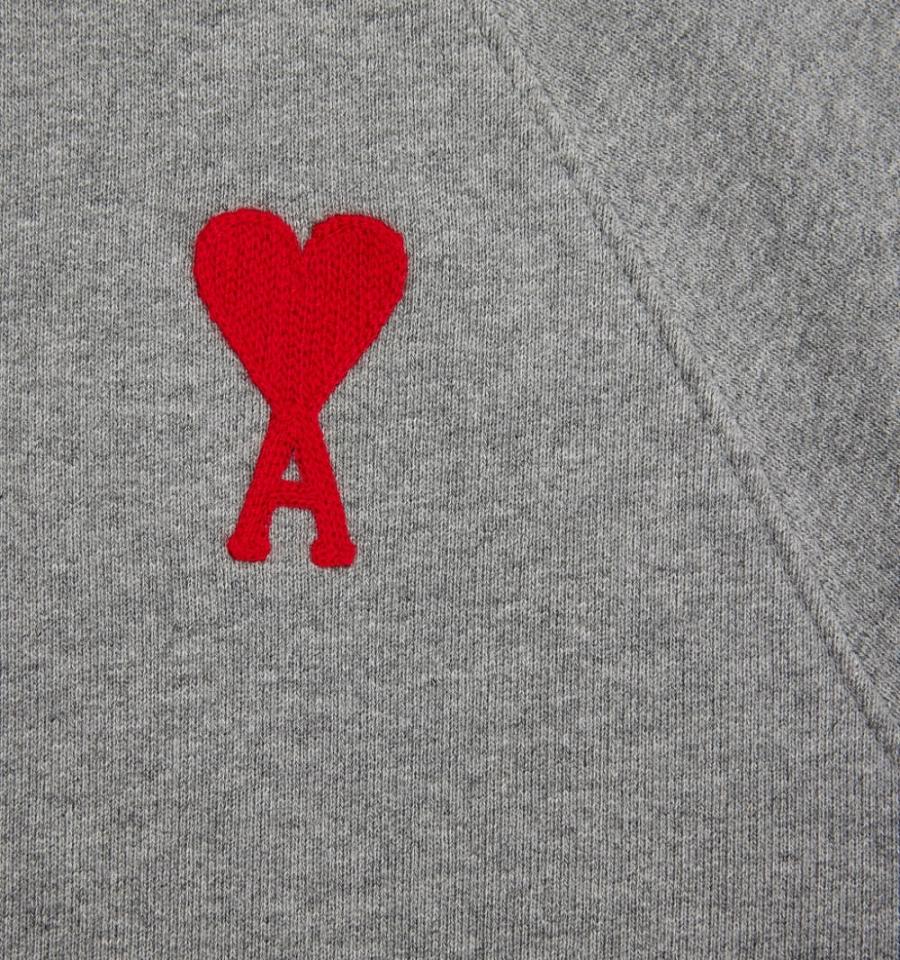 Grey Ami Paris Ami de Coeur Hoodies | ami_IE119