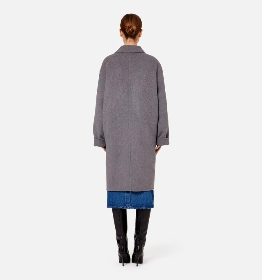 Grey Ami Paris Double Face With Patch Pockets Coats | ami_IE179