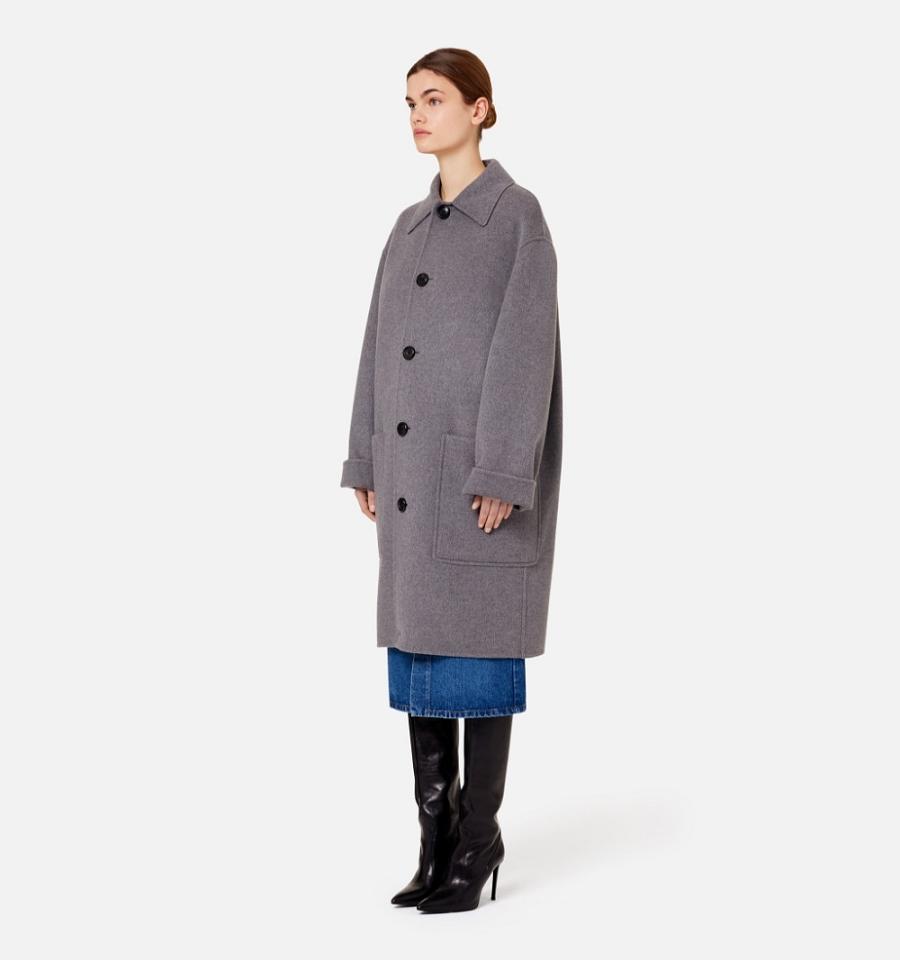 Grey Ami Paris Double Face With Patch Pockets Coats | ami_IE179