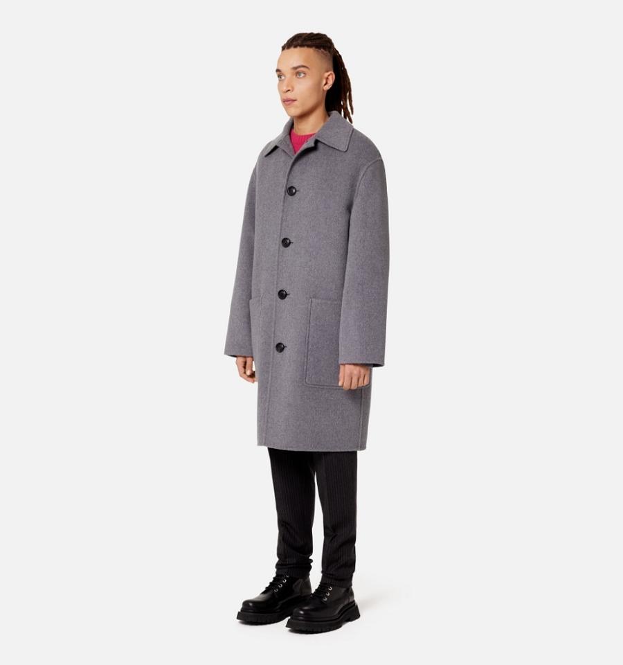 Grey Ami Paris Double Face With Patch Pockets Coats | ami_IE179