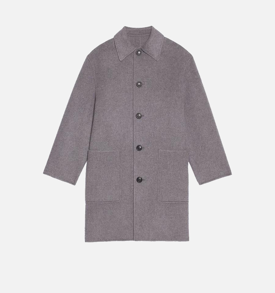 Grey Ami Paris Double Face With Patch Pockets Coats | ami_IE179