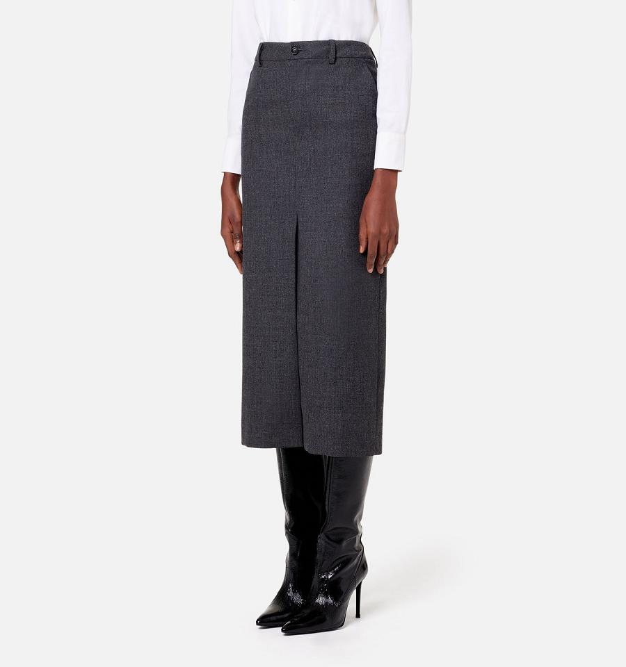 Grey Ami Paris Pencil With Slits Skirts | ami_IE248