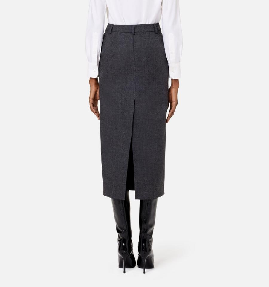 Grey Ami Paris Pencil With Slits Skirts | ami_IE248