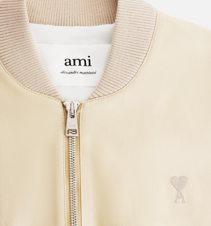 Khaki Ami Paris Ami de Coeur Bomber Jackets | ami_IE386