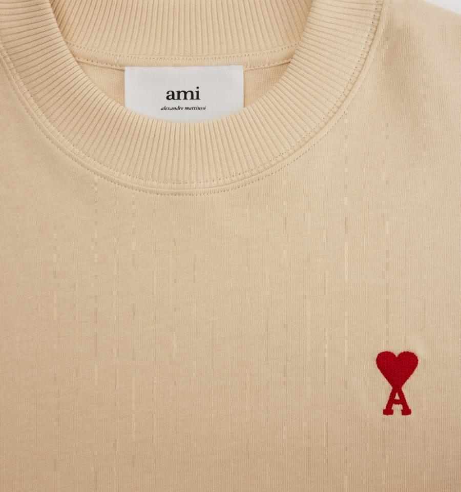 Khaki Ami Paris Ami de Coeur Long Sleeves T Shirts | ami_IE170