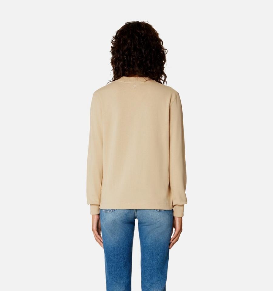 Khaki Ami Paris Ami de Coeur Long Sleeves T Shirts | ami_IE365