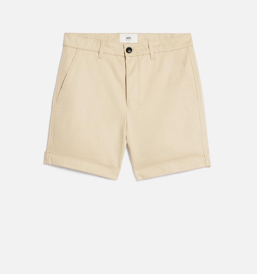 Khaki Ami Paris Chino Shorts | ami_IE234