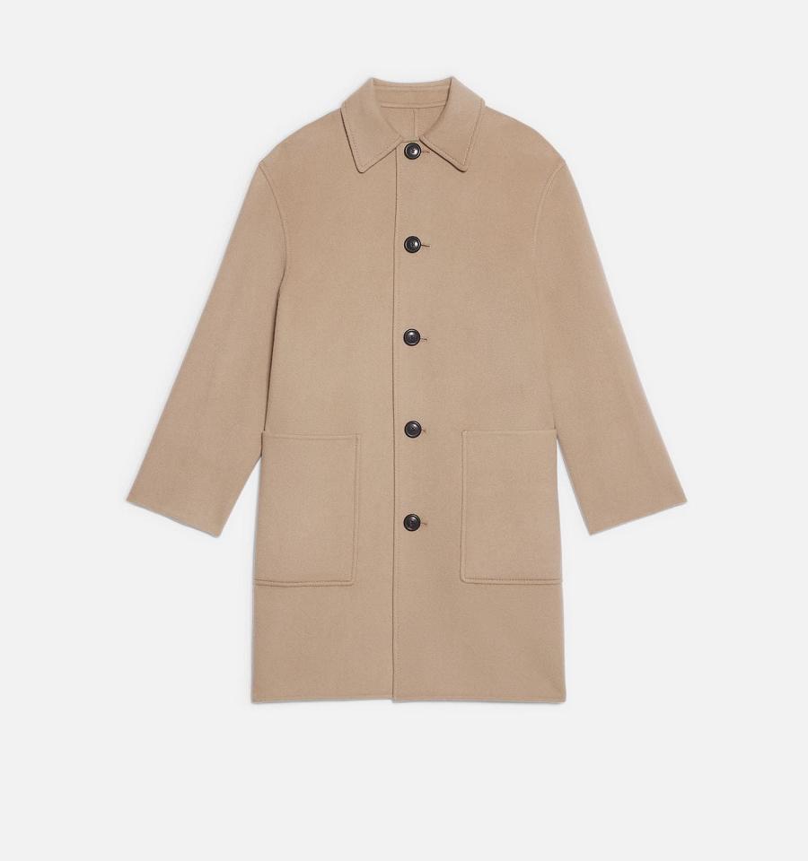 Khaki Ami Paris Double Face With Patch Pockets Coats | ami_IE230