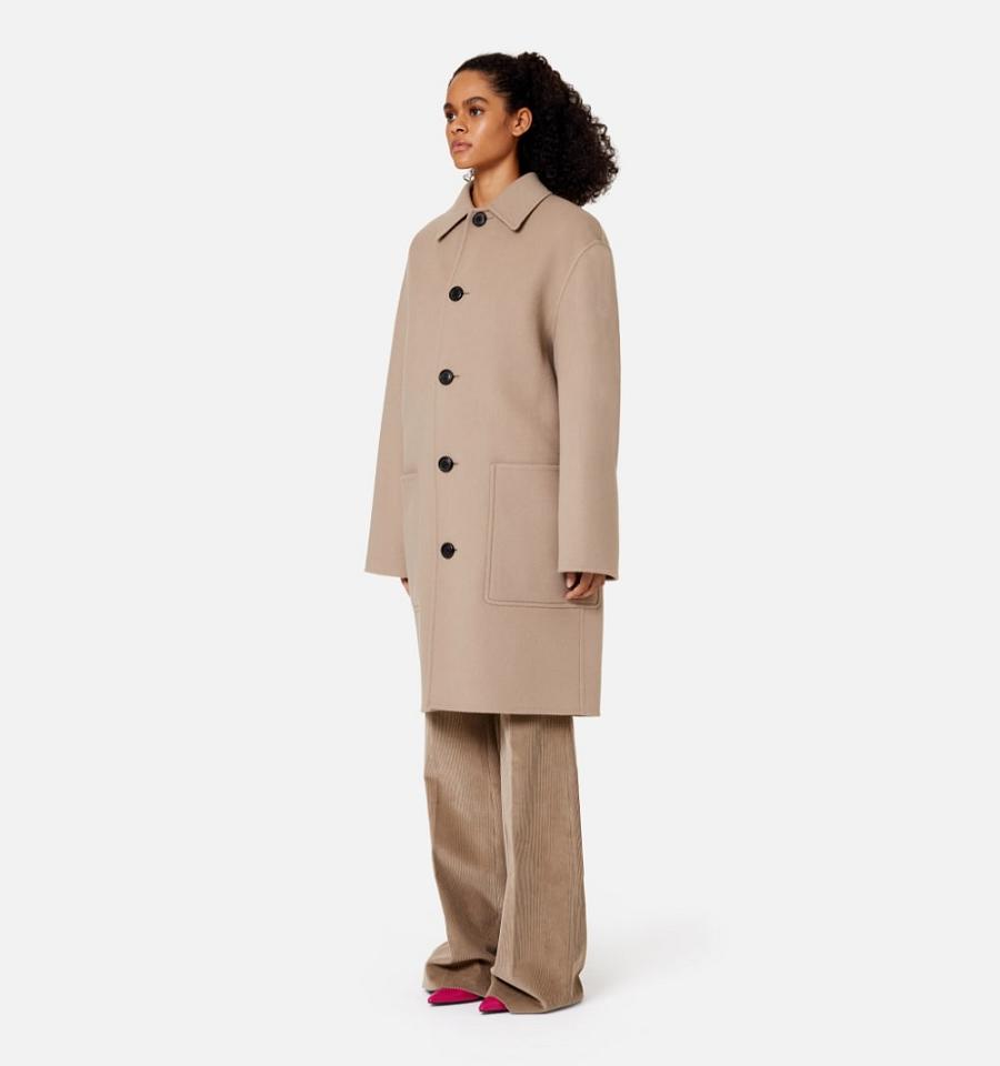 Khaki Ami Paris Double Face With Patch Pockets Coats | ami_IE433