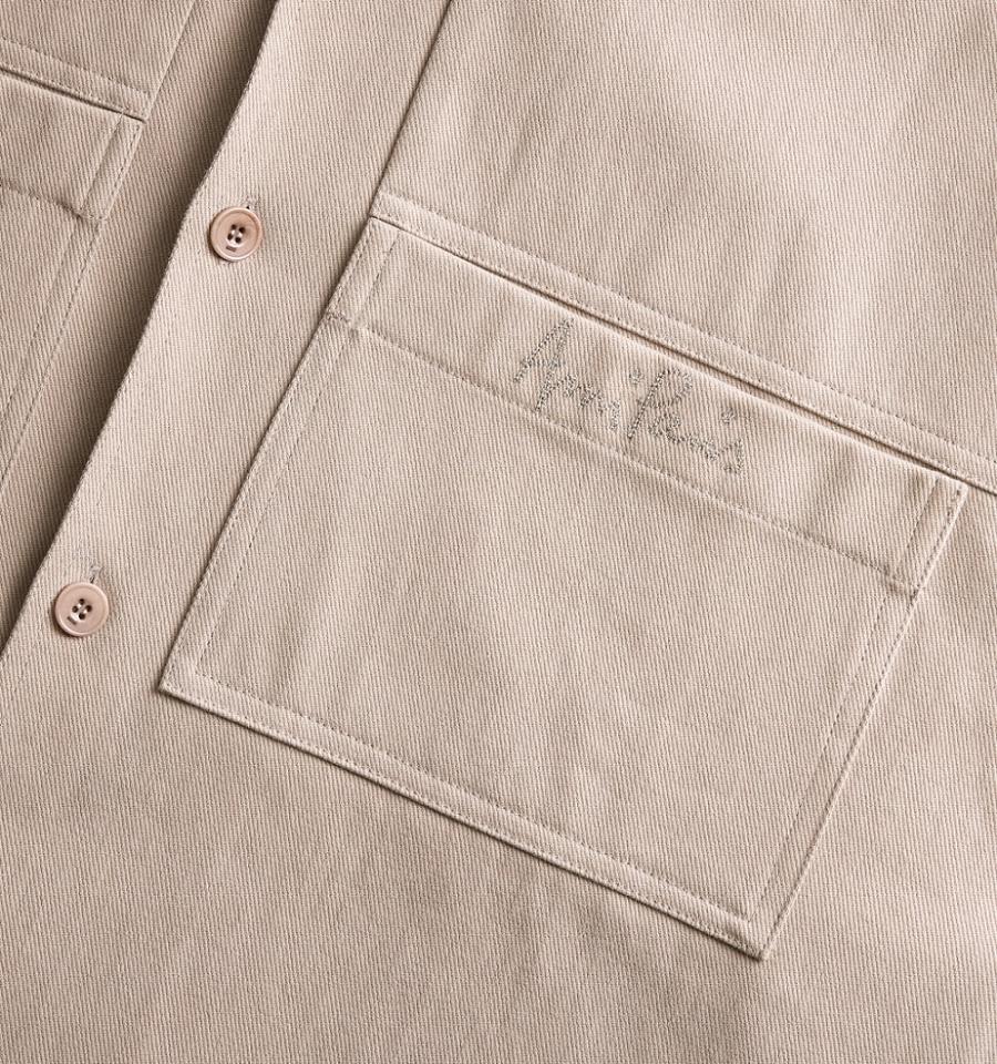 Khaki Ami Paris Embroidery Overshirt Shirts | ami_IE424