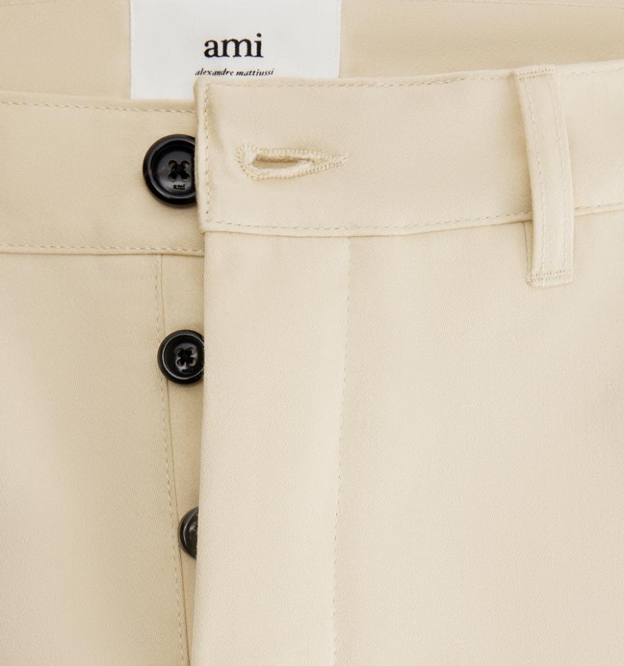 Khaki Ami Paris Straight Fit Chino Pants | ami_IE238