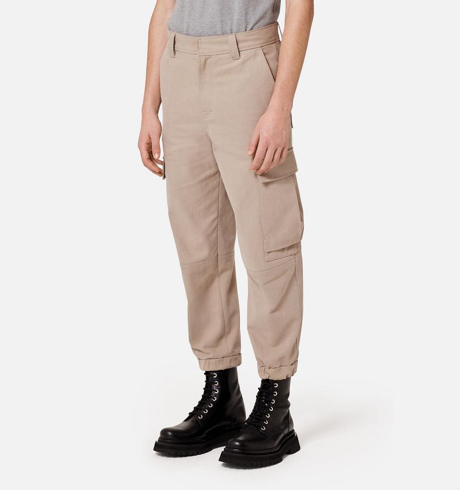 Khaki Ami Paris With Elasticated Ankles Cargo Pants | ami_IE274