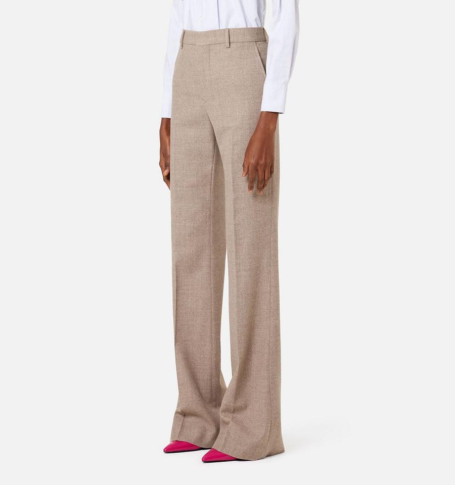 Khaki Ami Paris flared tailored Pants | ami_IE355