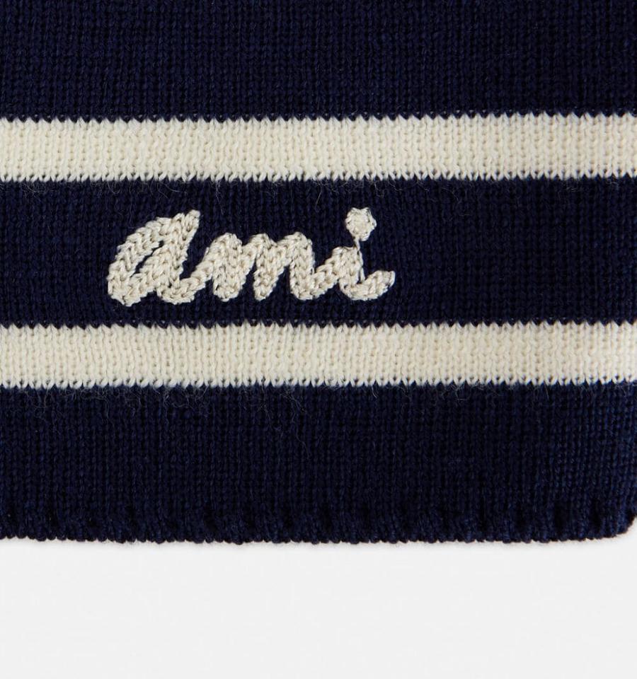 Navy Ami Paris Ami Embroidery Sleeveless Sailor Sweaters | ami_IE140