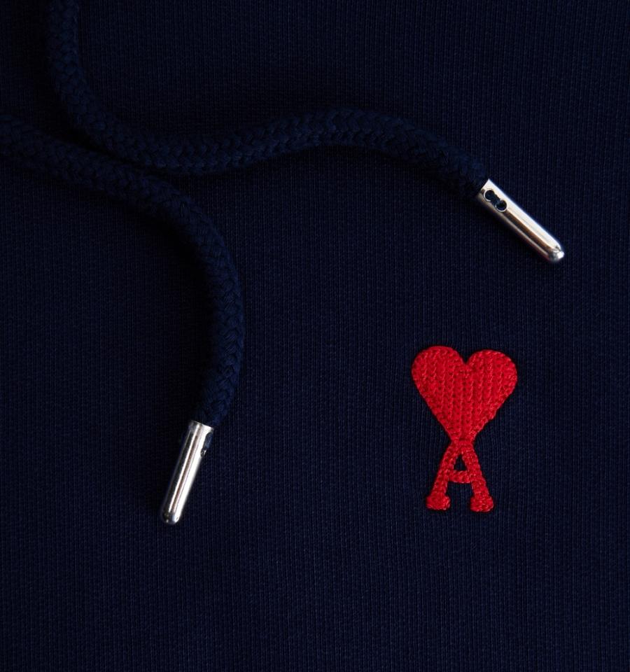 Navy Ami Paris Ami de Coeur Hoodies | ami_IE109