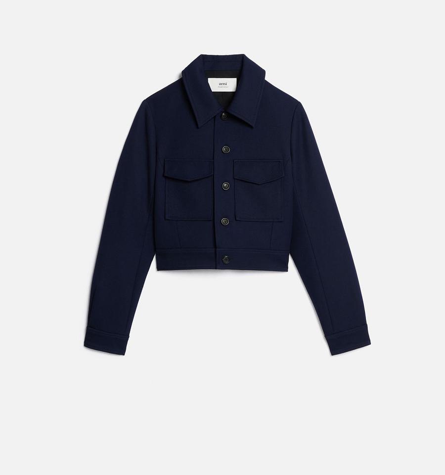 Navy Ami Paris Buttoned Jackets | ami_IE258