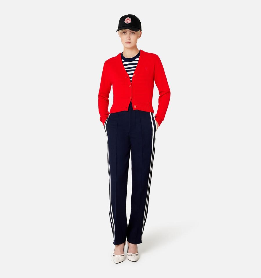 Navy Ami Paris Elasticated Waist Pants With Ribbon Pants | ami_IE585