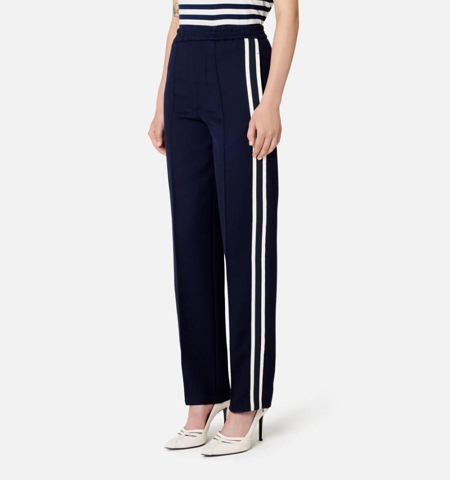 Navy Ami Paris Elasticated Waist Pants With Ribbon Pants | ami_IE585