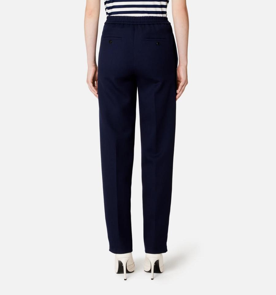 Navy Ami Paris Elasticated Waist Pants With Ribbon Pants | ami_IE585