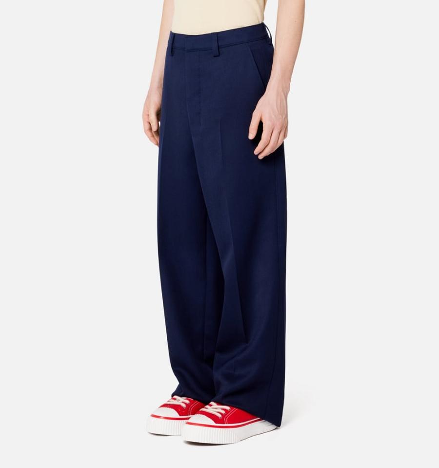 Navy Ami Paris Large Fit Pants | ami_IE388