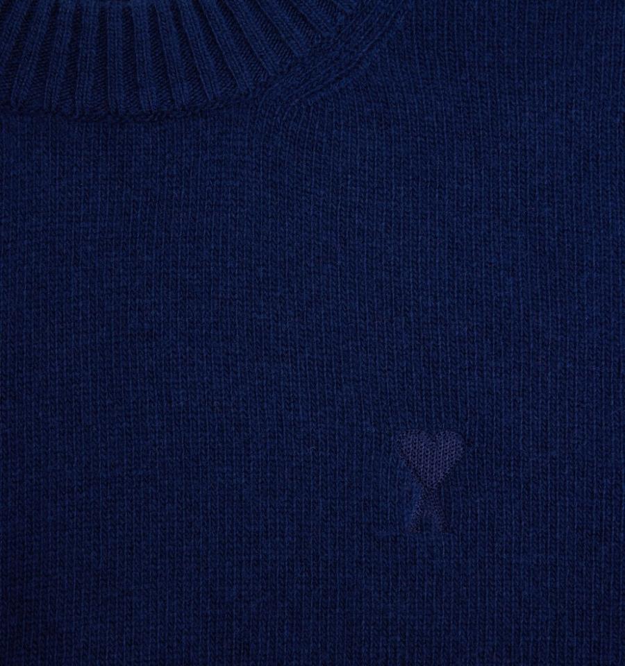 Navy Ami Paris Tonal Ami de Coeur Crewneck Sweaters | ami_IE283