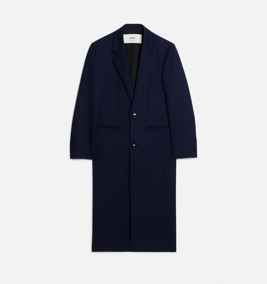 Navy Ami Paris Two Buttons Coats | ami_IE221