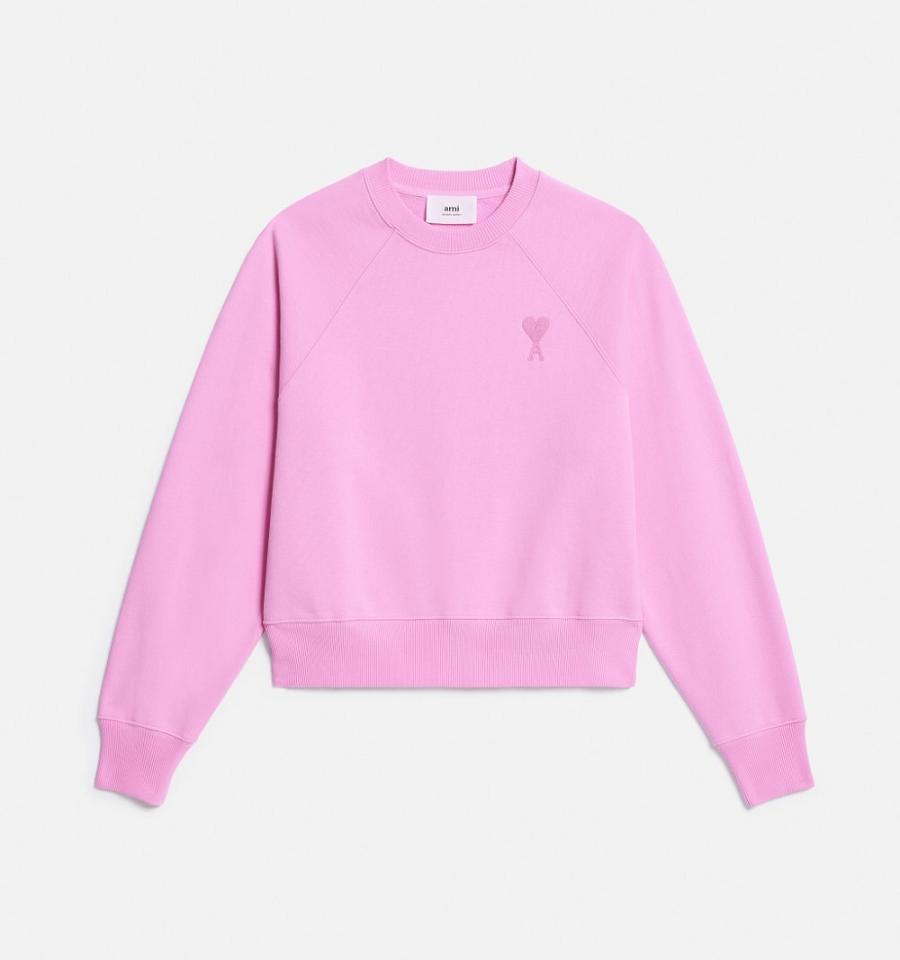 Pink Ami Paris Ami de Coeur Crewneck Sweatshirts | ami_IE544