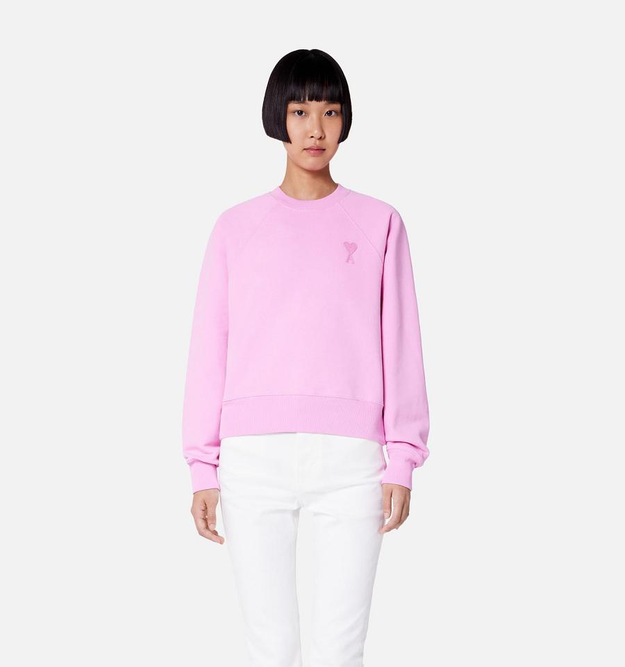 Pink Ami Paris Ami de Coeur Crewneck Sweatshirts | ami_IE553