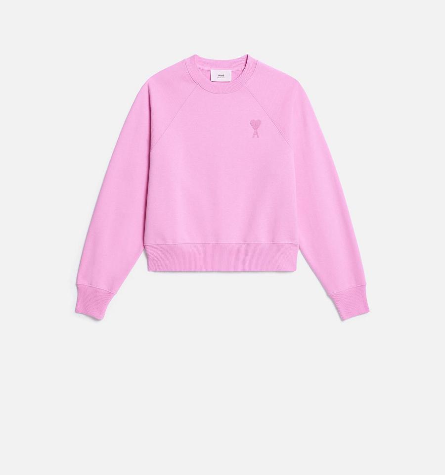 Pink Ami Paris Ami de Coeur Crewneck Sweatshirts | ami_IE553