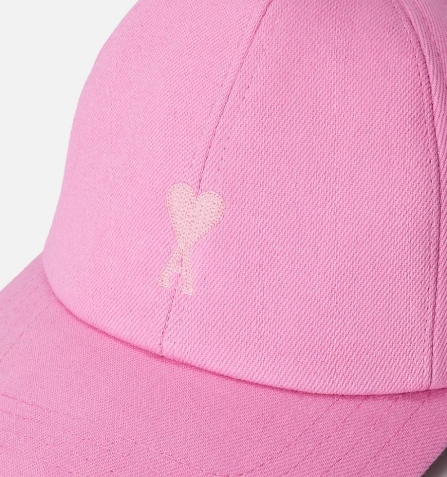 Pink Ami Paris Tonal Ami de Coeur Embroidery Caps | ami_IE474