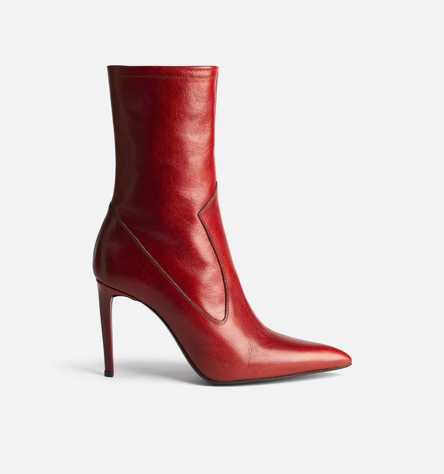 Red Ami Paris 9 Cm Heel Boots | ami_IE409