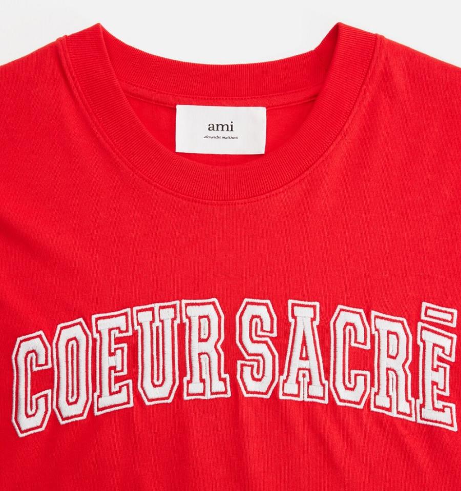 Red Ami Paris Coeur Sacré T Shirts | ami_IE251