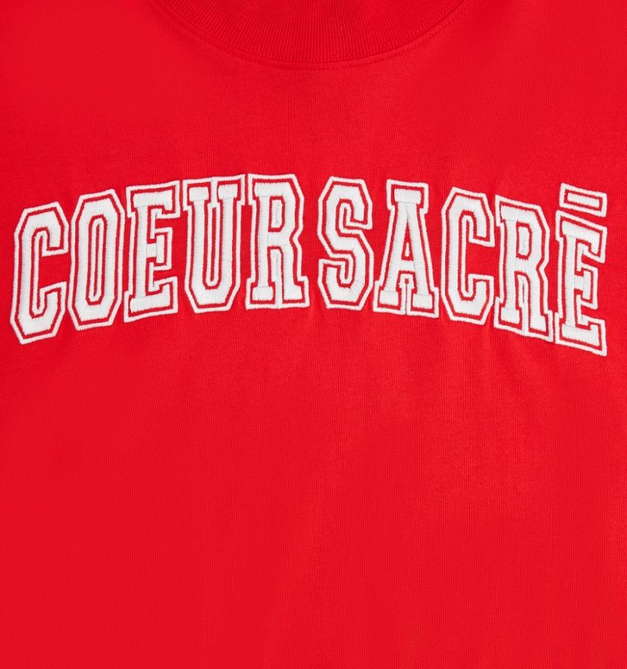 Red Ami Paris Cropped Coeur Sacré T Shirts | ami_IE501