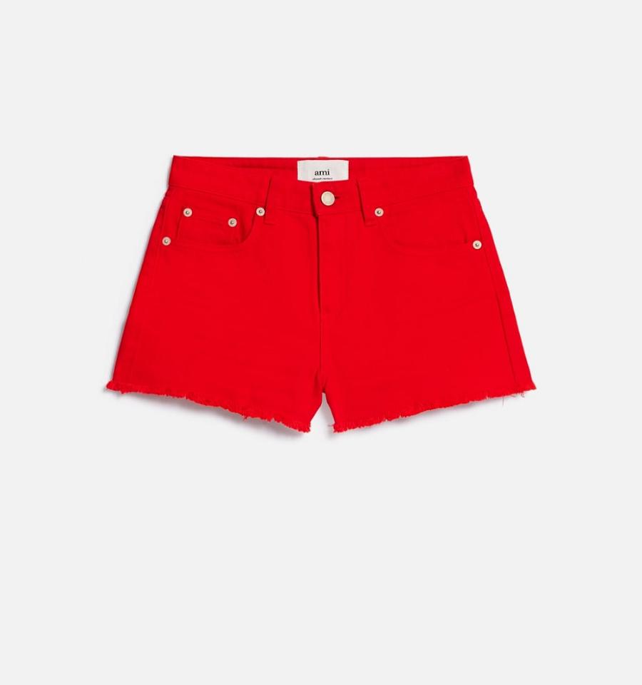 Red Ami Paris Five Pockets Mini Shorts | ami_IE284