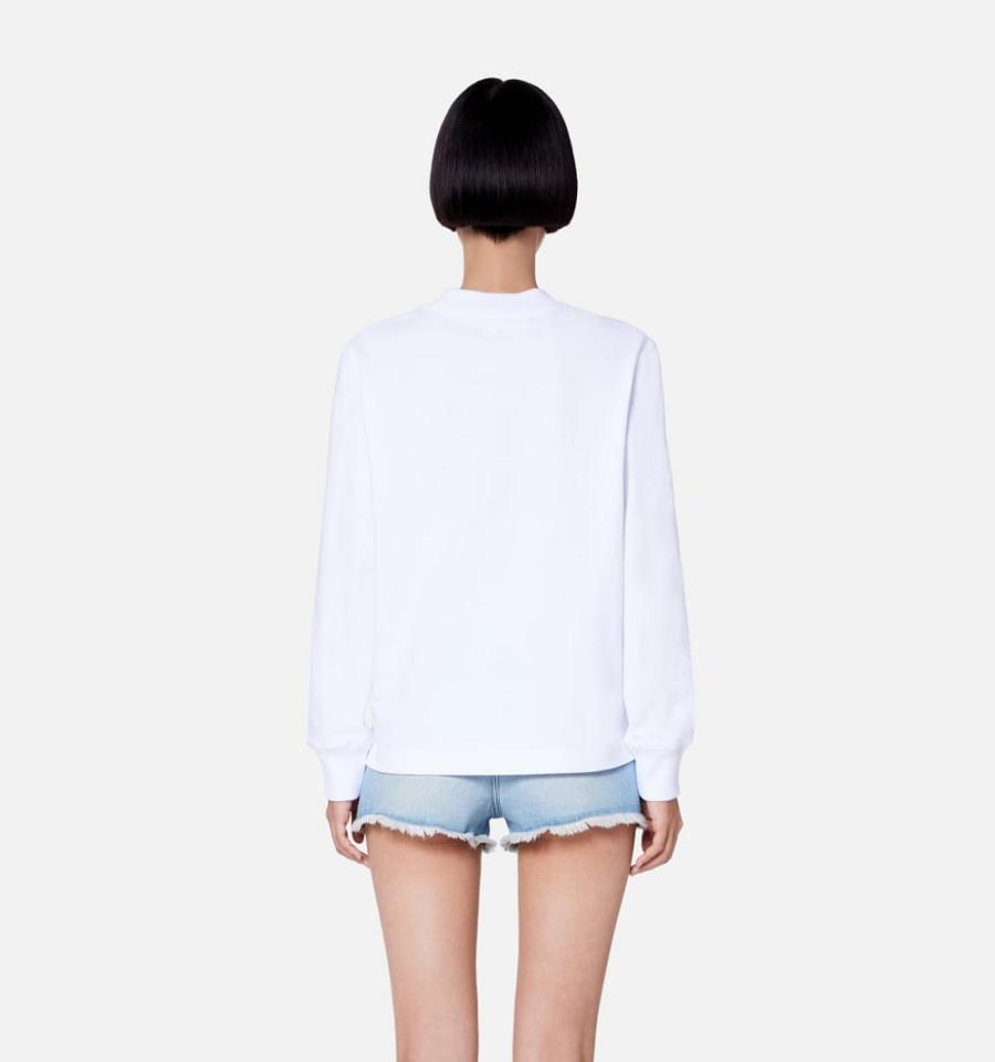 White Ami Paris Ami de Coeur Long Sleeves T Shirts | ami_IE131