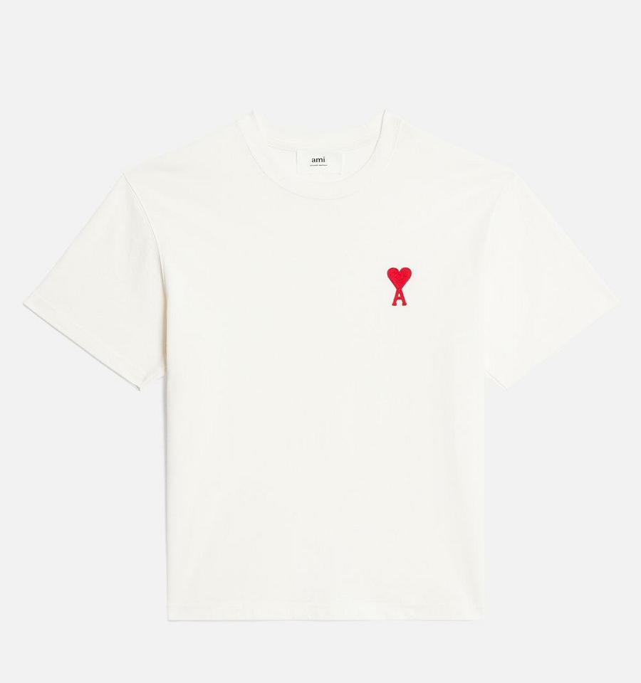 White Ami Paris Ami de Coeur T Shirts | ami_IE256