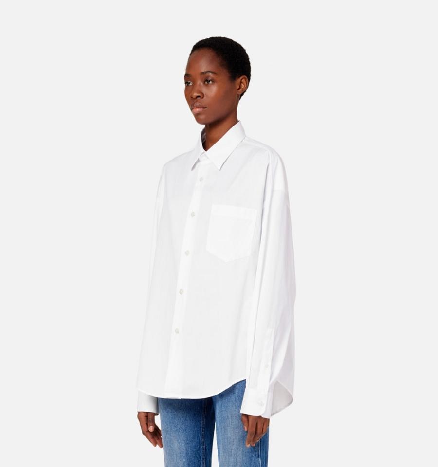 White Ami Paris Boxy Fit Shirts | ami_IE240