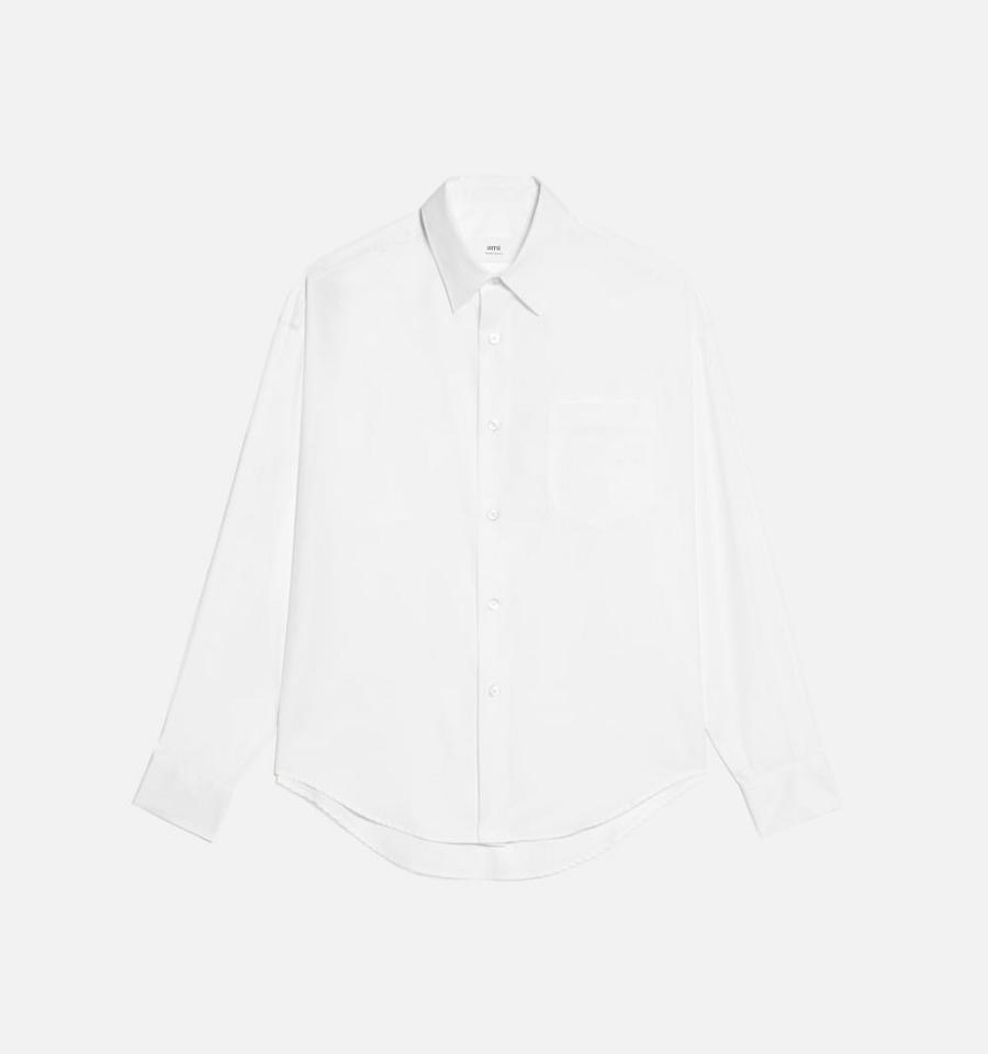 White Ami Paris Boxy Fit Shirts | ami_IE240