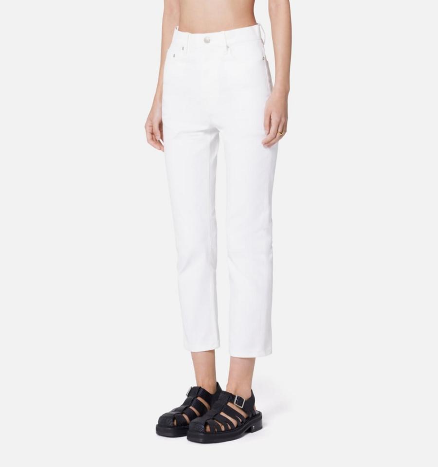 White Ami Paris Cropped Slim Fit Denim | ami_IE247